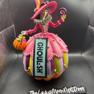 Pink and Purple Halloween Witch Figurine